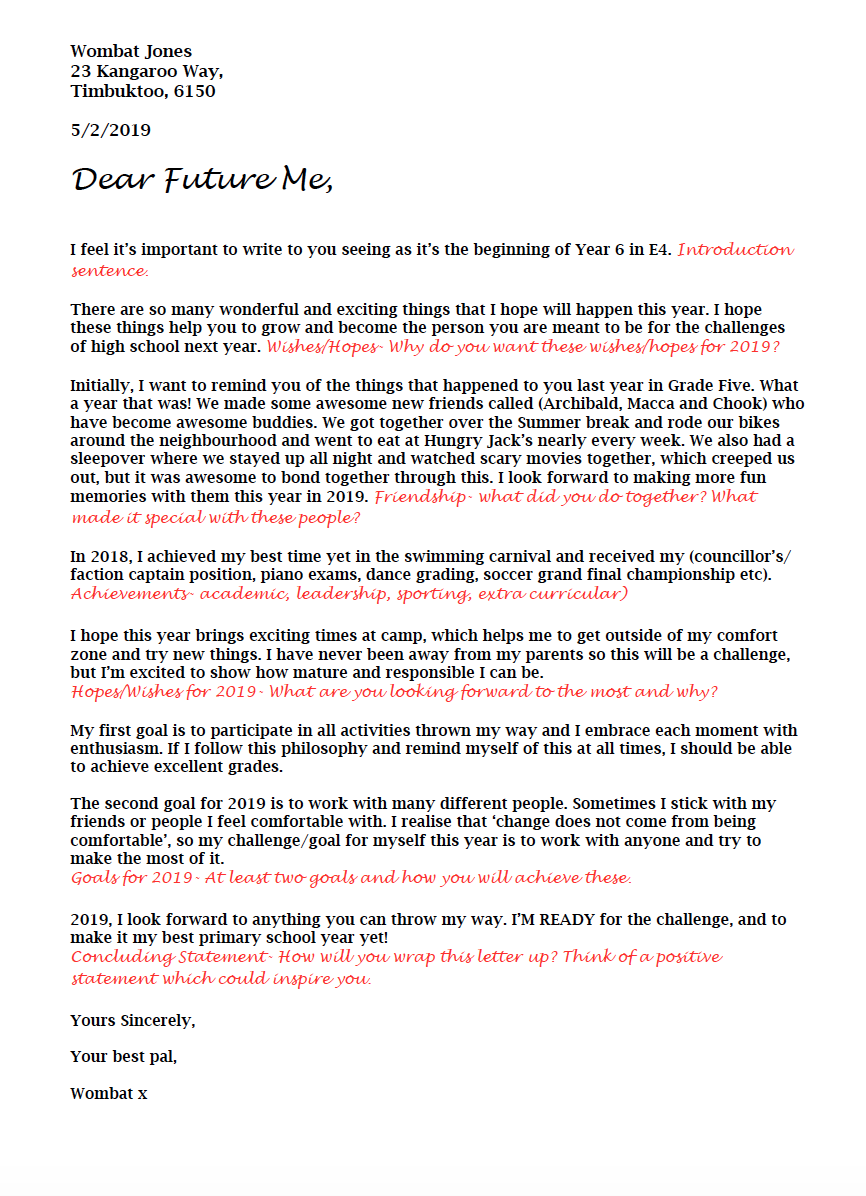 Writing- Letter-Dear Future Me - Miss Stanton's Creative ...
